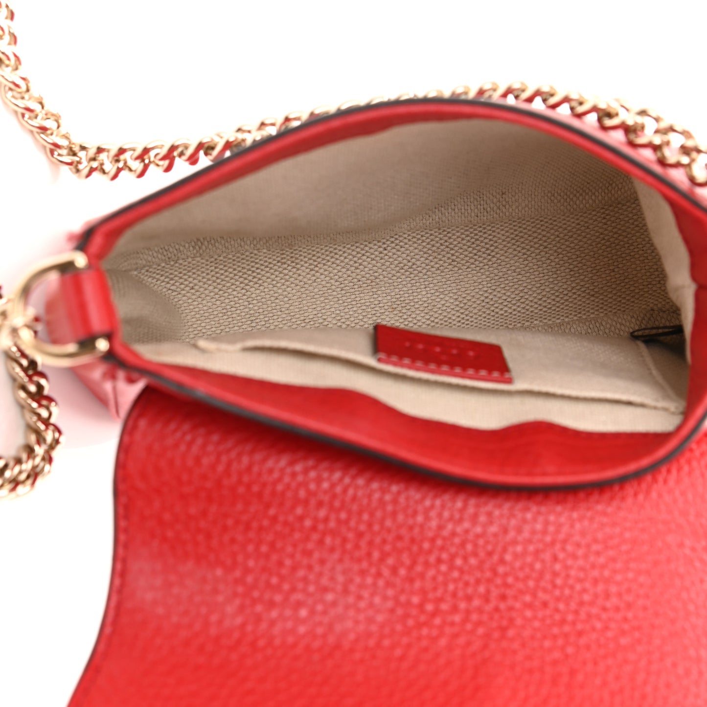 Pebbled Calfskin Small Soho Flap Crossbody Red