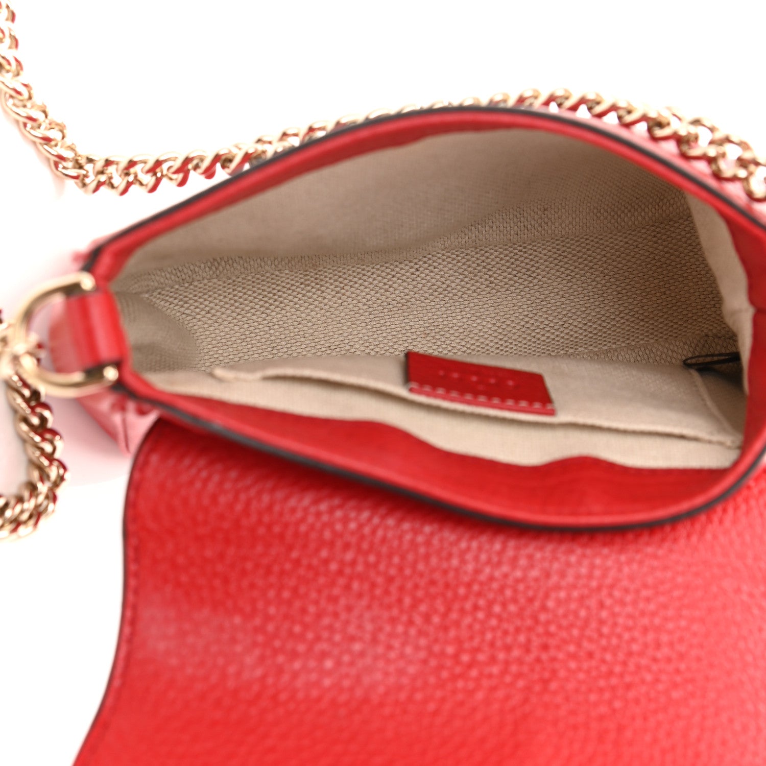 Gucci Pebbled Calfskin Small Soho Flap Crossbody Red 5 of 11