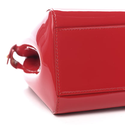 Fendi Vitello Vernice Mou Mini Peekaboo Iconic Satchel Rosso Cardinale 7 of 8