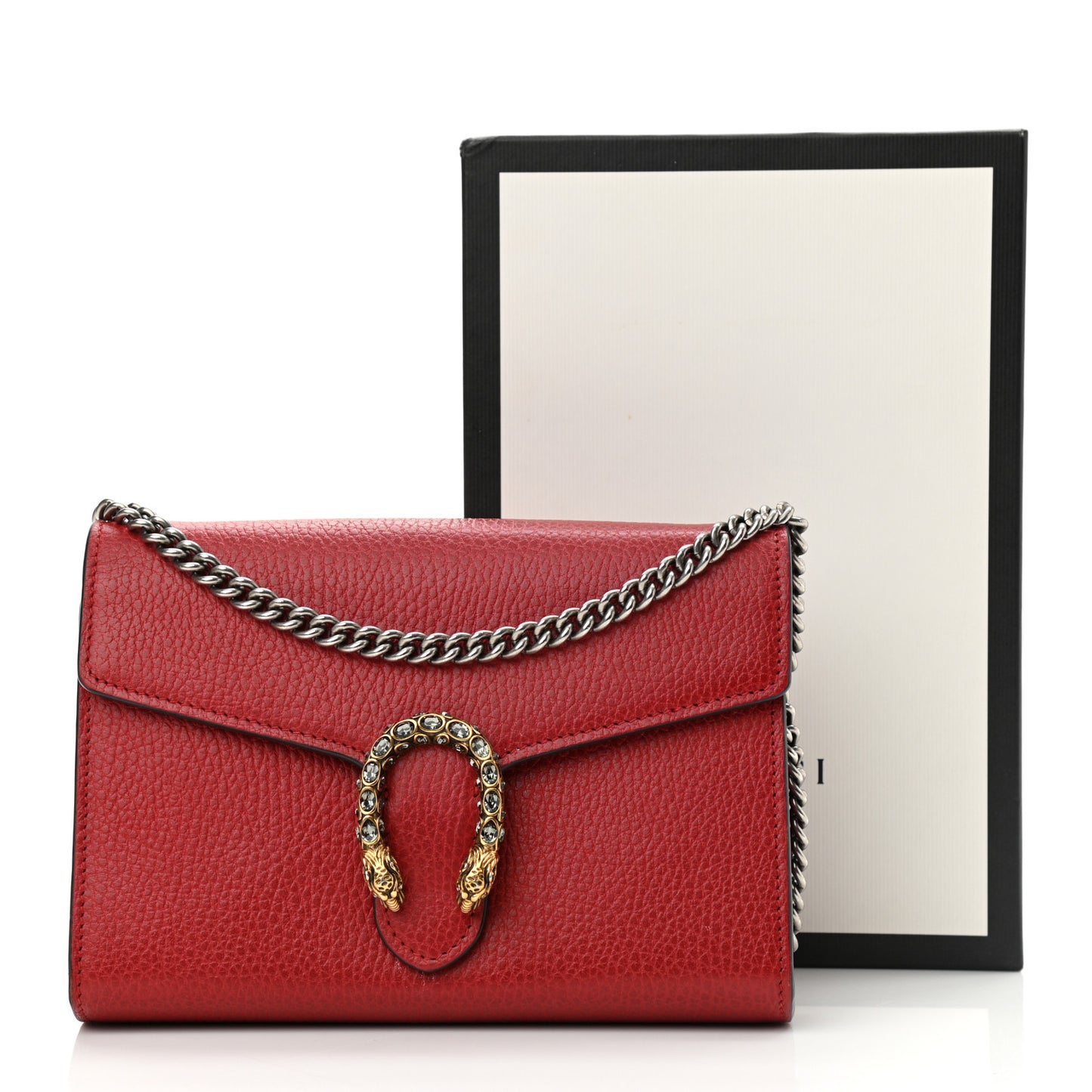 Calfskin Mini Dionysus Chain Wallet Hibiscus Red