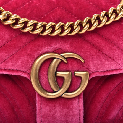 Gucci Velvet Matelasse Mini GG Marmont Shoulder Bag Light Raspberry Rose 10 of 10