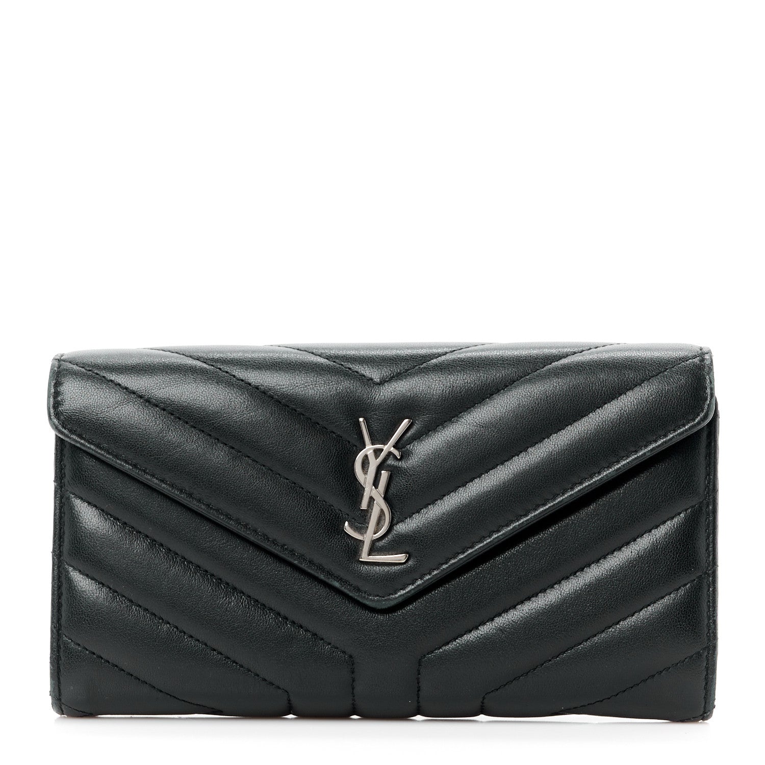 Saint Laurent SAINT LAURENT Lambskin Y Quilted Monogram Large Loulou Flap Wallet Black 1 of 15
