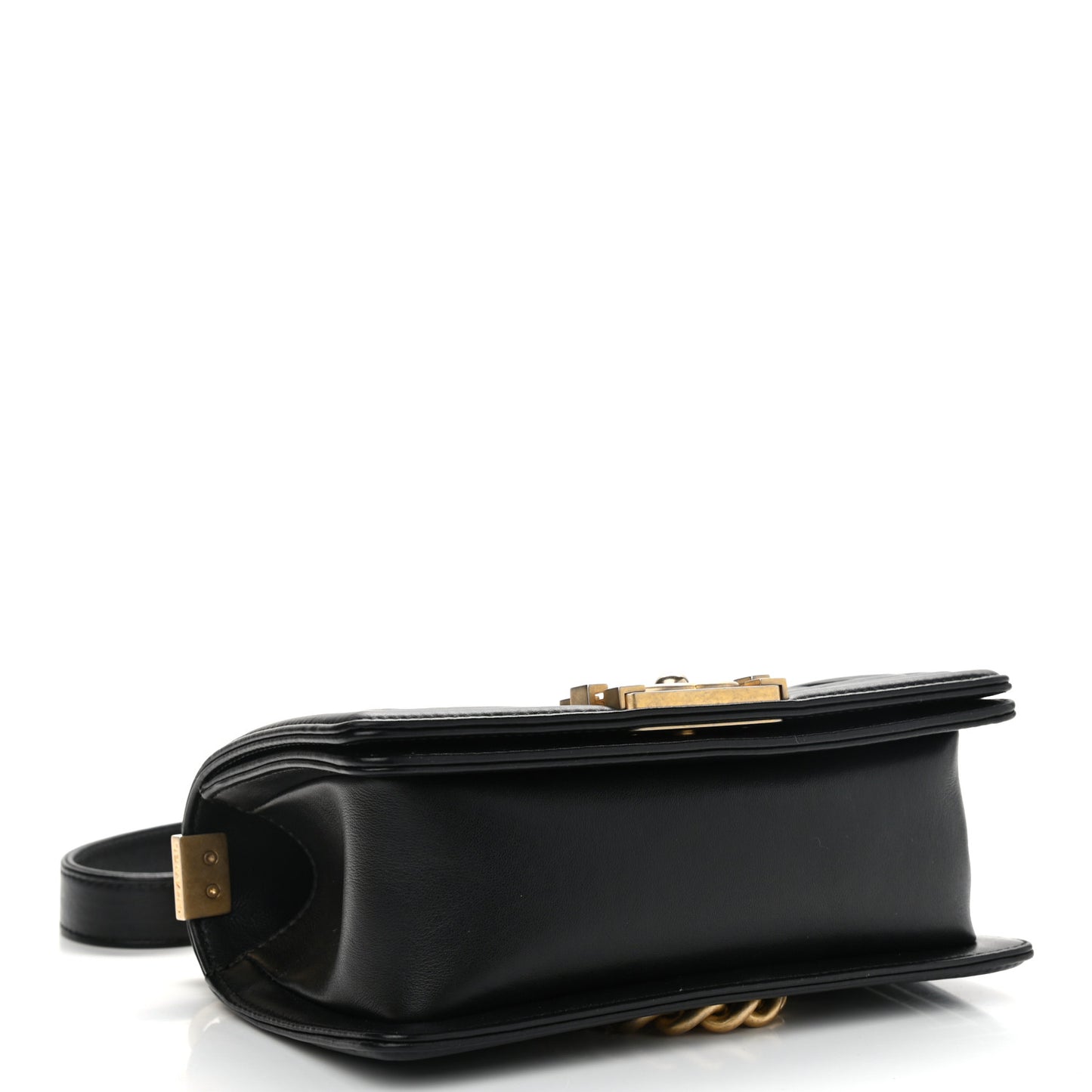 Calfskin Quilted Small Boy Flap Black