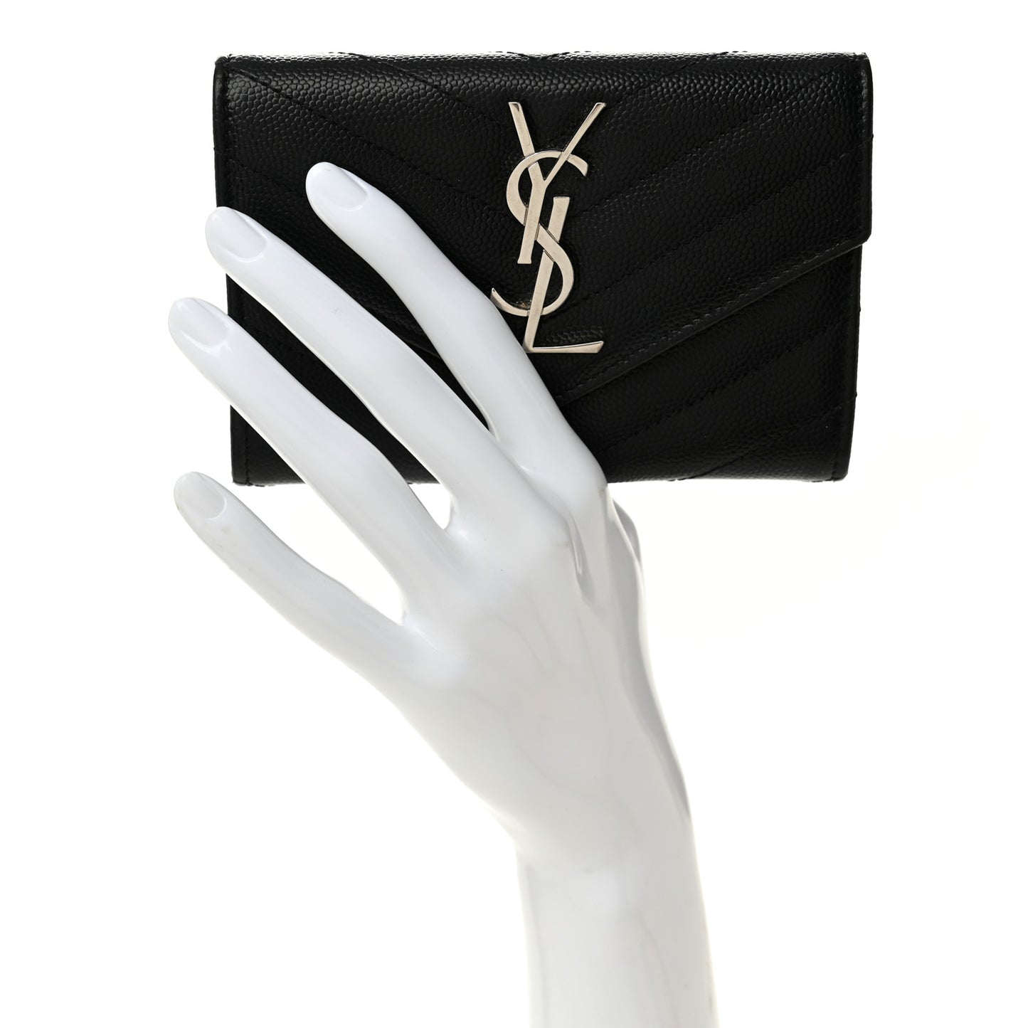 Grain De Poudre Matelasse Chevron Small Monogram Envelope Wallet Black