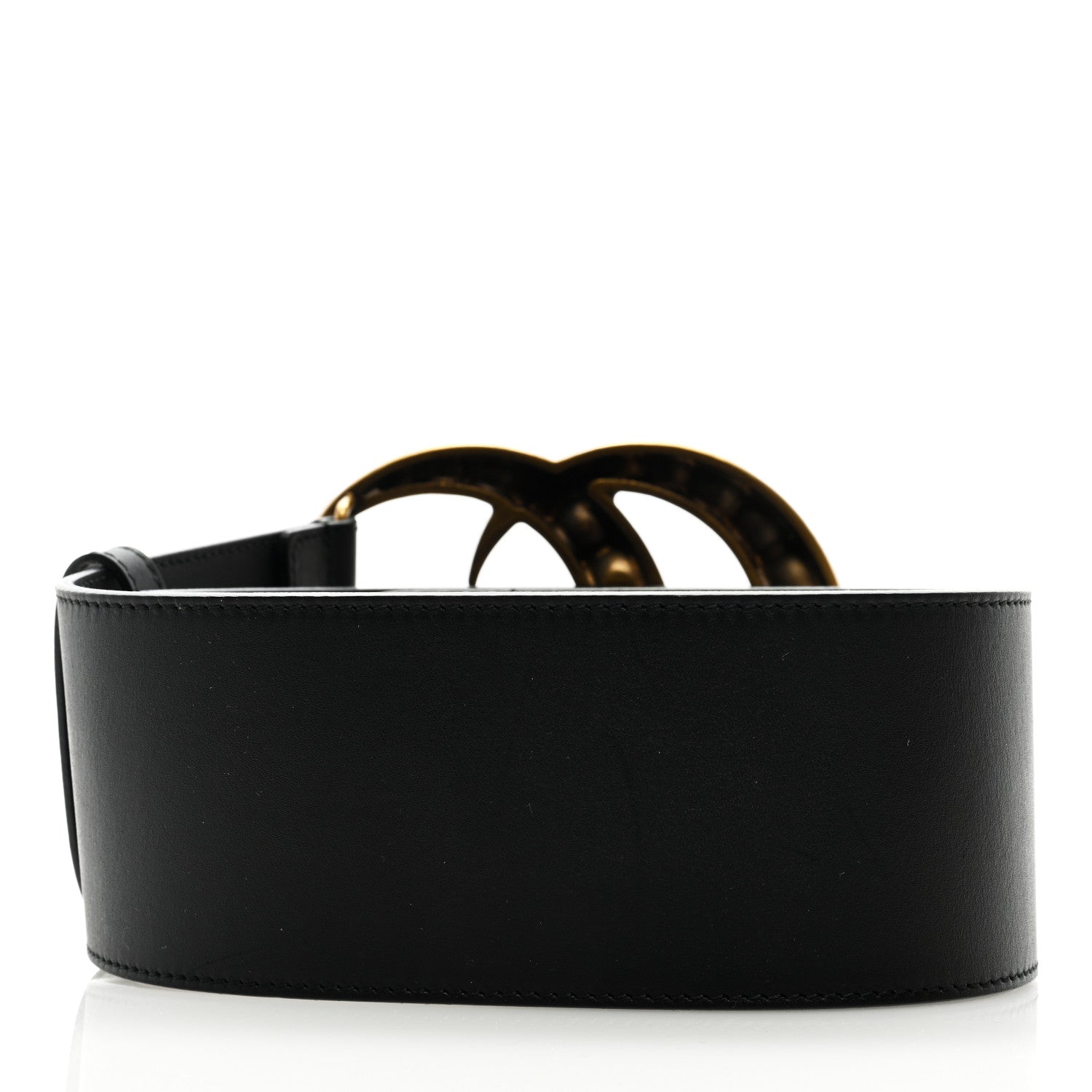 Gucci Moon Calfskin Pearl Double G 70mm Belt 90 36 Black Cream 2 of 4