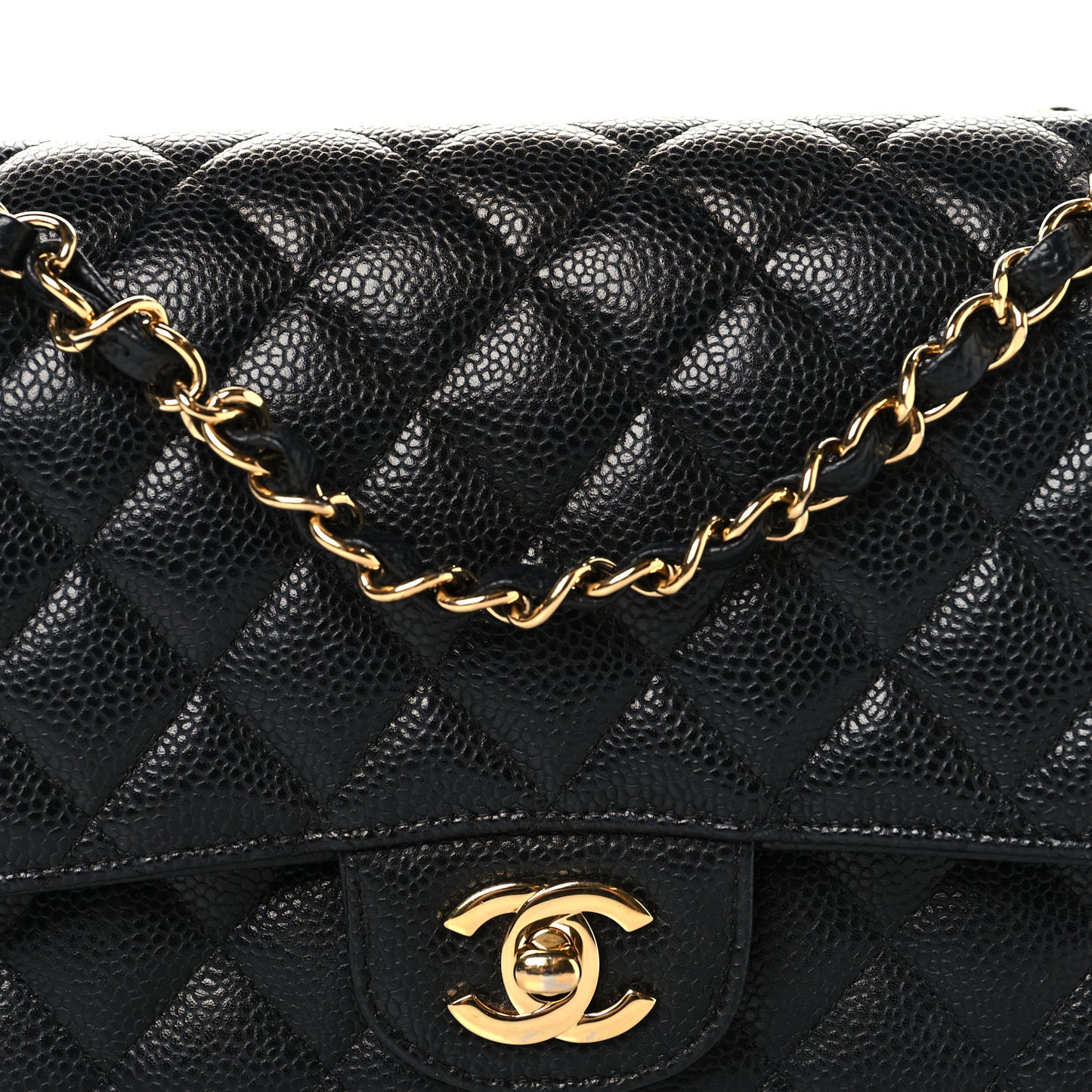 Caviar Quilted Medium Double Flap Black
