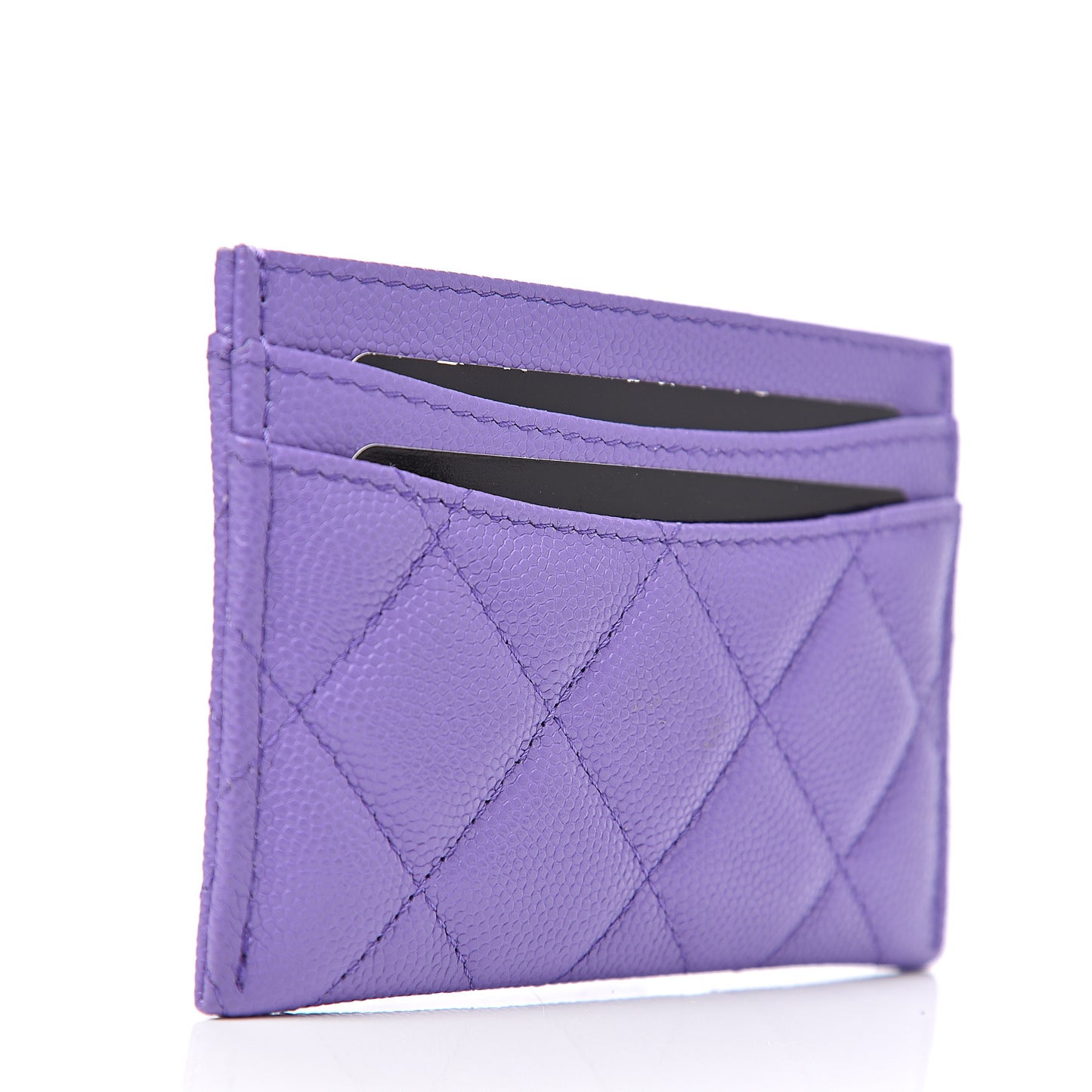 Caviar Quilted Card Holder Purple