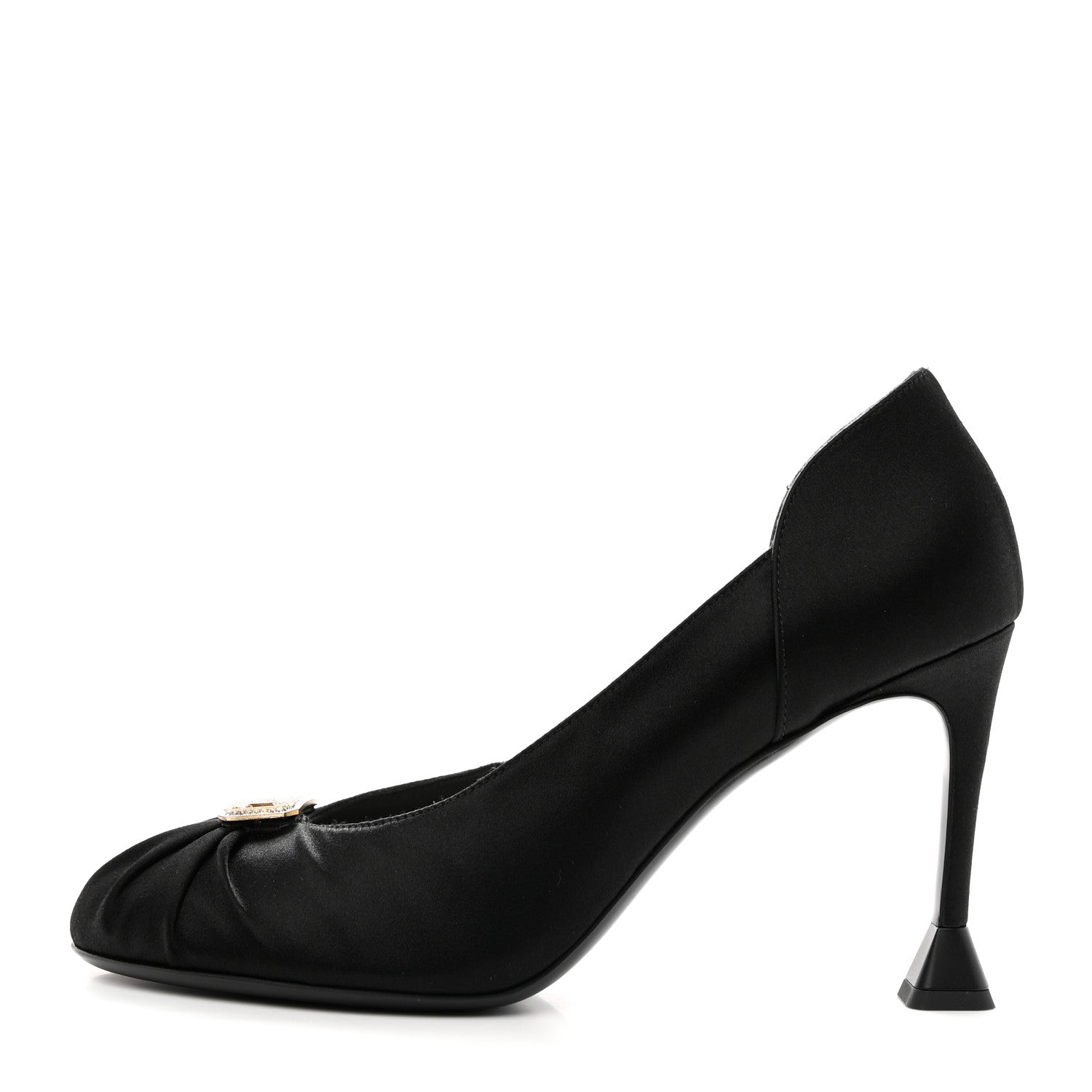 Chanel Satin Strass CC Pumps 38 Black 1 of 11