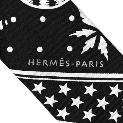 Hermes Silk Les Leopards Twilly Black White 5 of 5