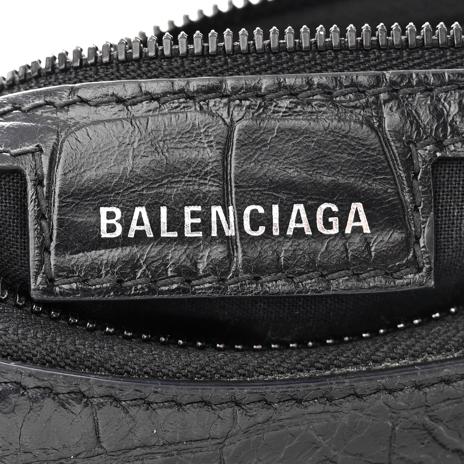 Balenciaga Extra Supple Calfskin Crocodile Embossed Monochrome Small Le Cagole Shoulder Bag Black 6 of 10