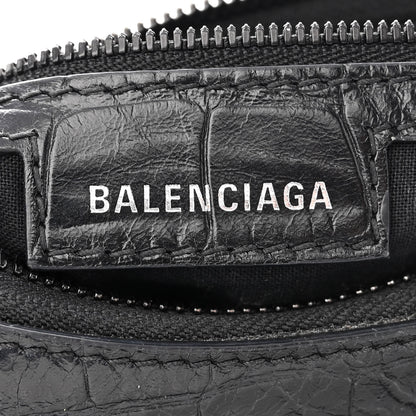 Balenciaga Extra Supple Calfskin Crocodile Embossed Monochrome Small Le Cagole Shoulder Bag Black 6 of 10