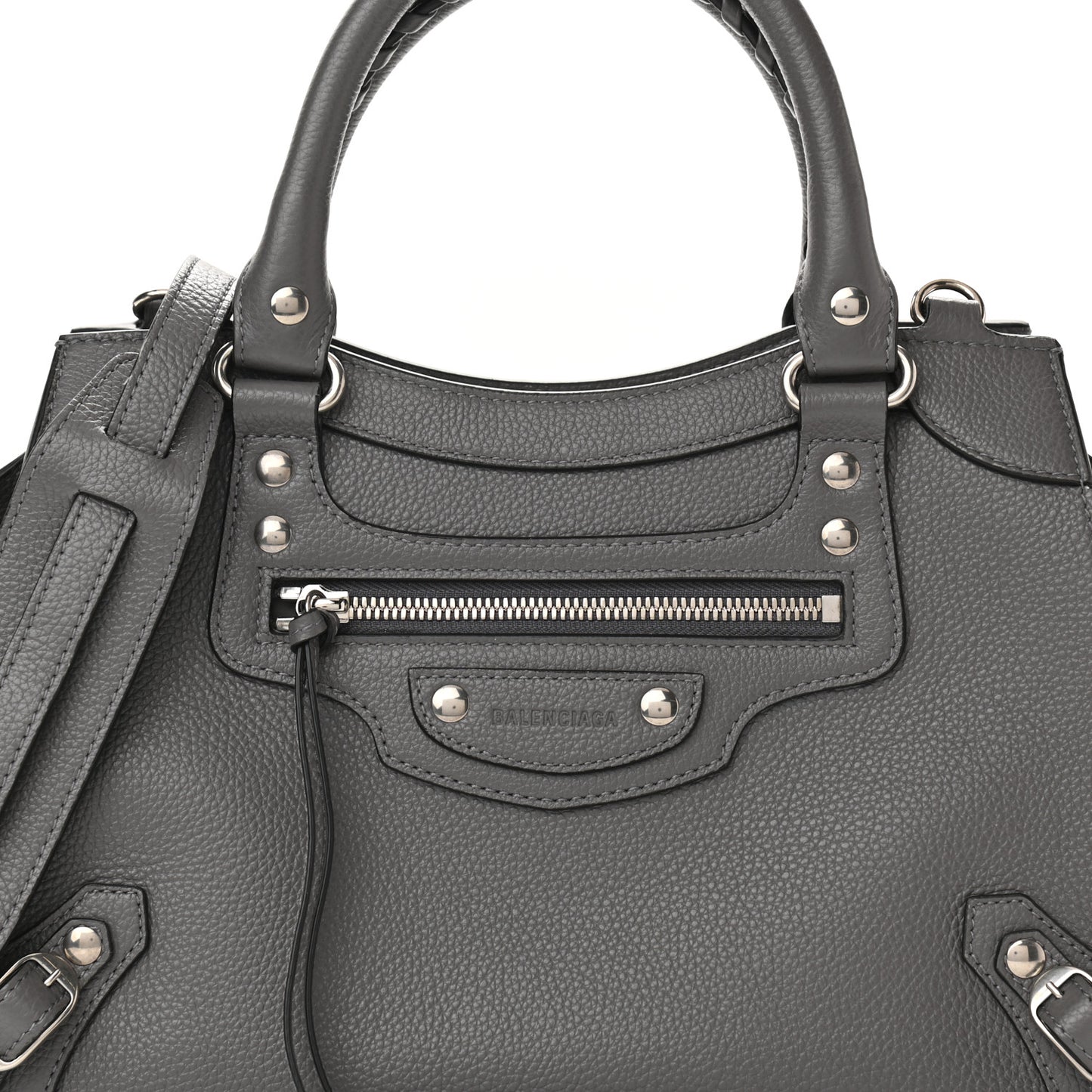 Grained Calfskin Neo Classic Silver Hardware S City Dark Grey