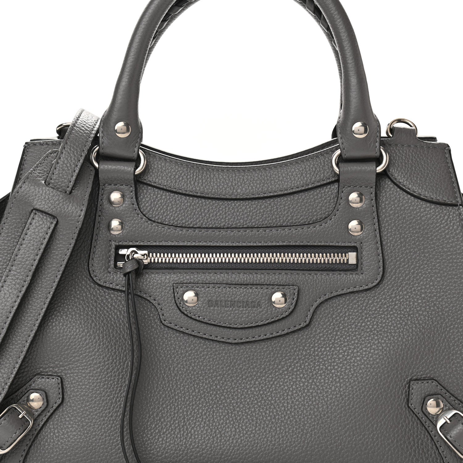Balenciaga Grained Calfskin Neo Classic Silver Hardware S City Dark Grey 6 of 10