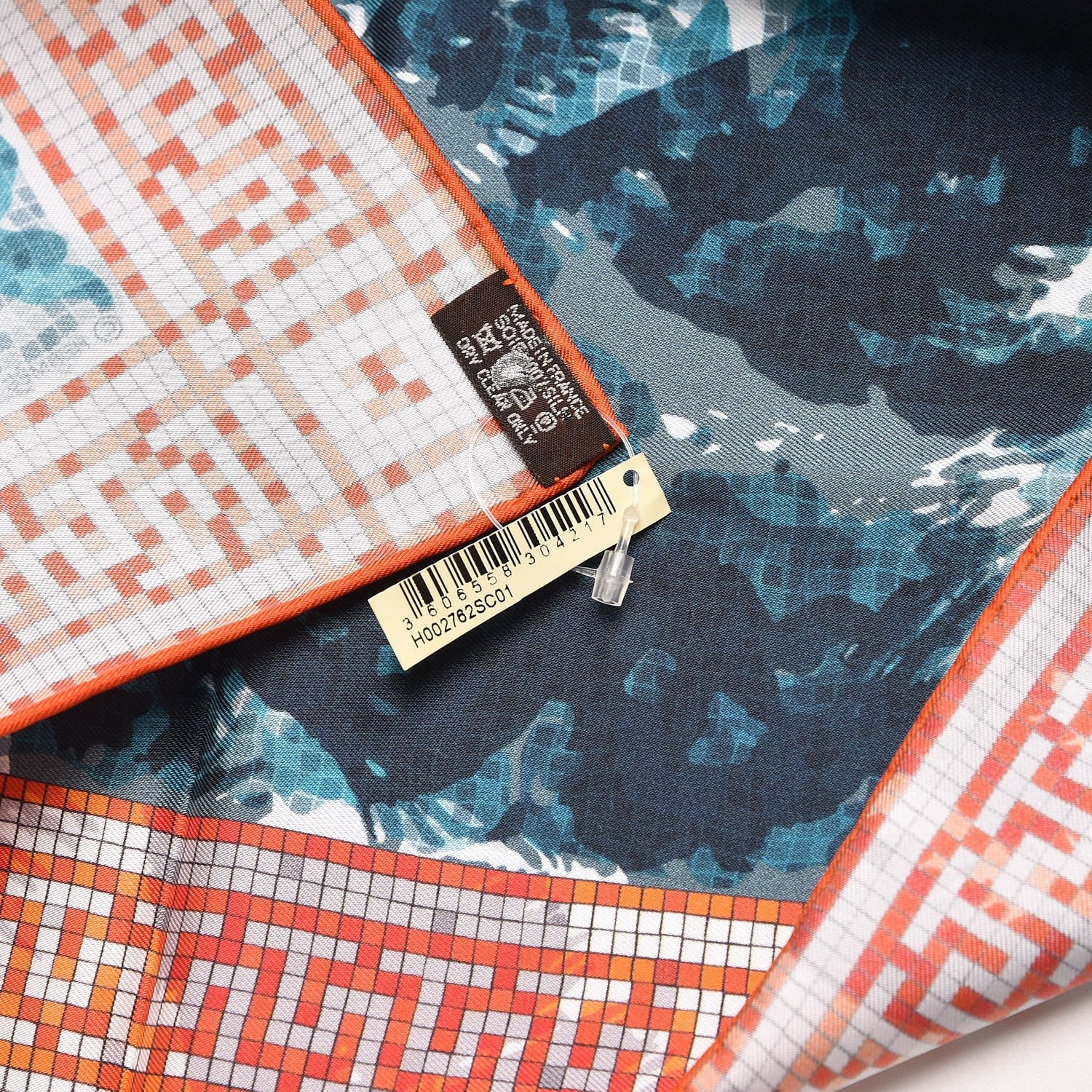 Hermes Silk A Beverly Hills Scarf 90 Orange Bleu Blanc 5 of 6