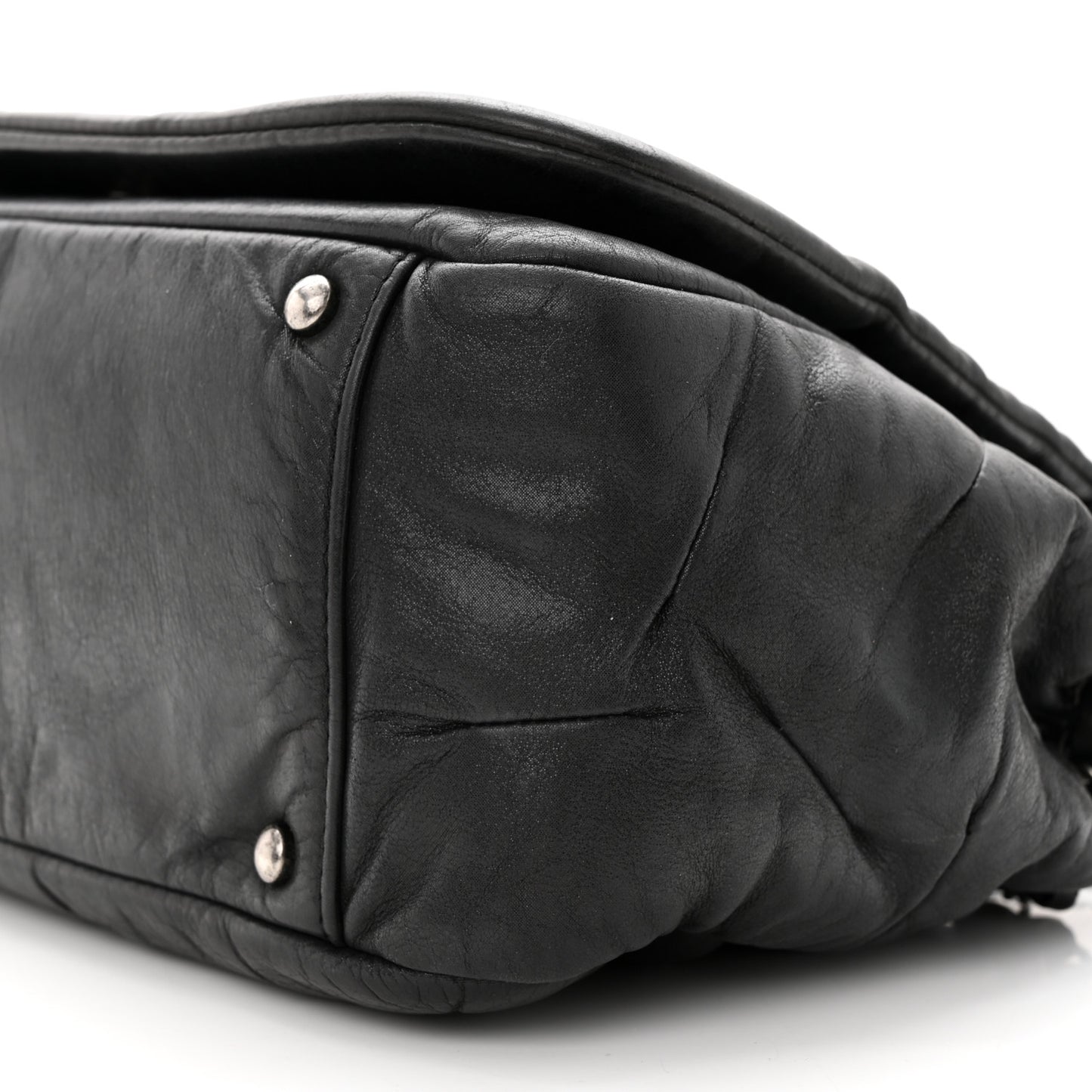 Iridescent Calfskin Glint Accordion Flap Black