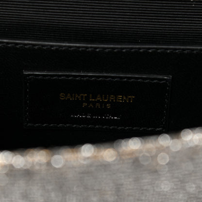 Saint Laurent Metallic Canvas Woven Classic Monogram Kate Tassel Clutch Silver Gold 6 of 6