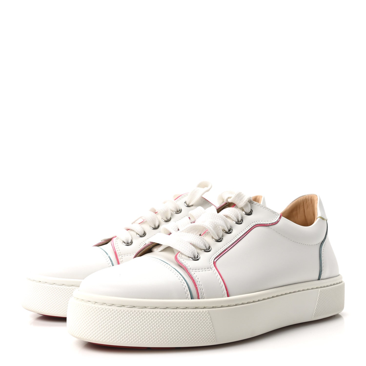 Christian Louboutin Calfskin Patent Vieirissima Flat Sneakers 40 White Multicolor 4 of 10