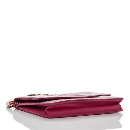 Chanel Caviar Timeless CC Wallet On Chain WOC Dark Fuchsia 4 of 9
