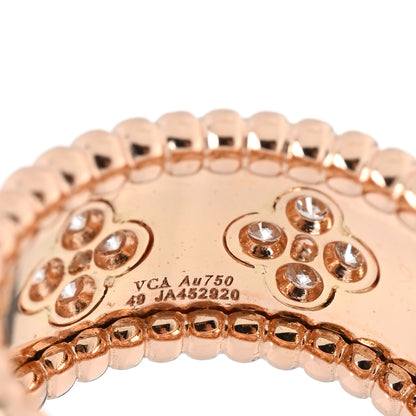 Van Cleef & Arpels 18K Rose Gold Diamond Medium Perlee Clovers Ring 49 5 4 of 4