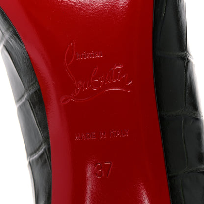 Christian Louboutin Calfskin Crocodile Embossed Kate 85 Pumps 37 Forest Night 5 of 10