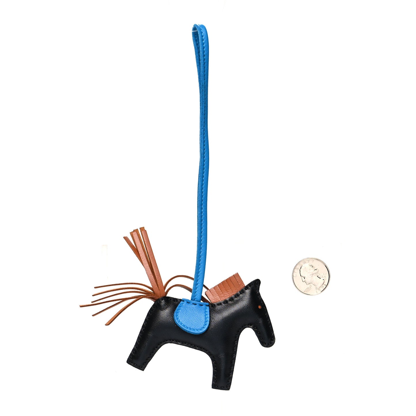 Milo Lambskin Grigri Rodeo Horse Bag Charm PM Black Gold Bleu Zanzibar