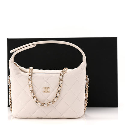 Chanel Caviar Quilted Hobo Clutch With Chain White 11 of 11