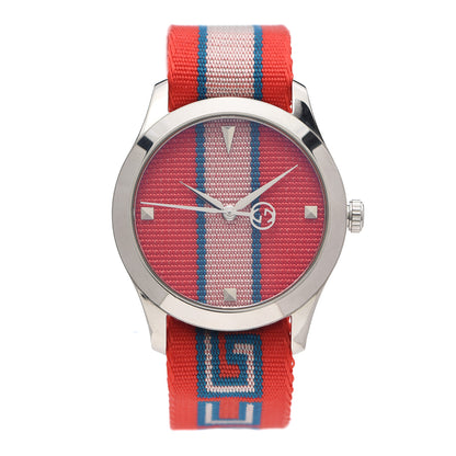 Gucci Stainless Steel Nylon 38mm G-Timeless Web Quartz Watch Red 1 of 5