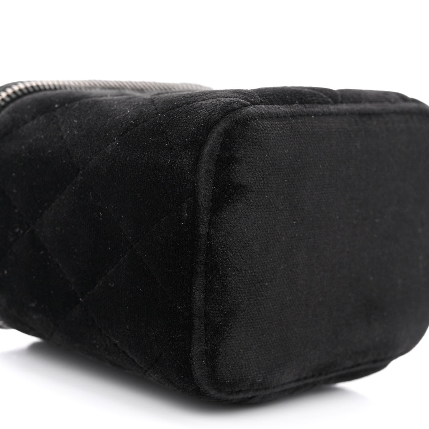 Chanel Velvet Quilted Mini Vanity Case With Chain Black 9 of 11