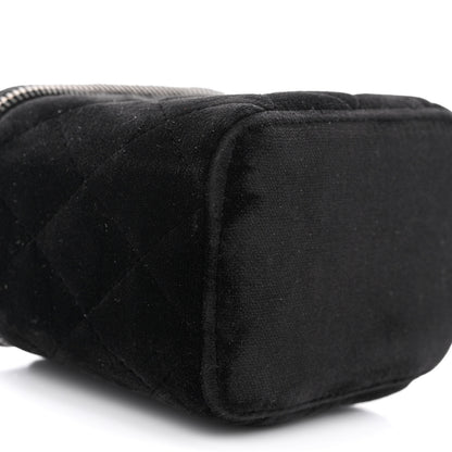 Chanel Velvet Quilted Mini Vanity Case With Chain Black 9 of 11