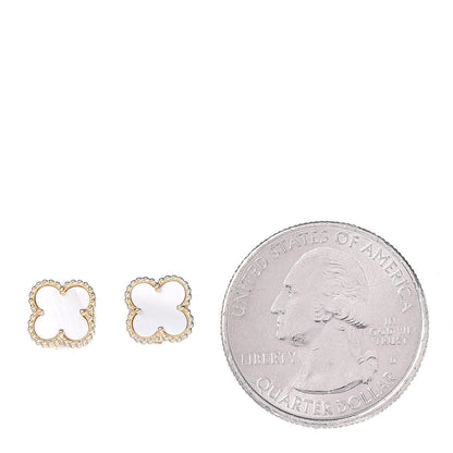 Van Cleef & Arpels 18K Yellow Gold Mother of Pearl Sweet Alhambra Earrings 2 of 5