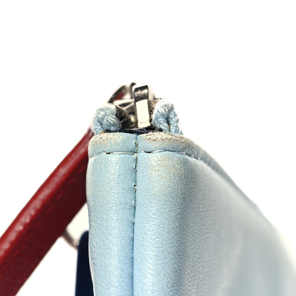 Chanel Lambskin Large Airline Zipper Cosmetic Case Blue Black Red 14 of 14