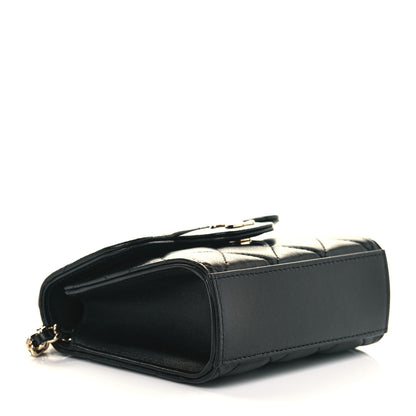 Chanel Lambskin Quilted Top Handle Flap Clutch With Chain Black 7 of 9
