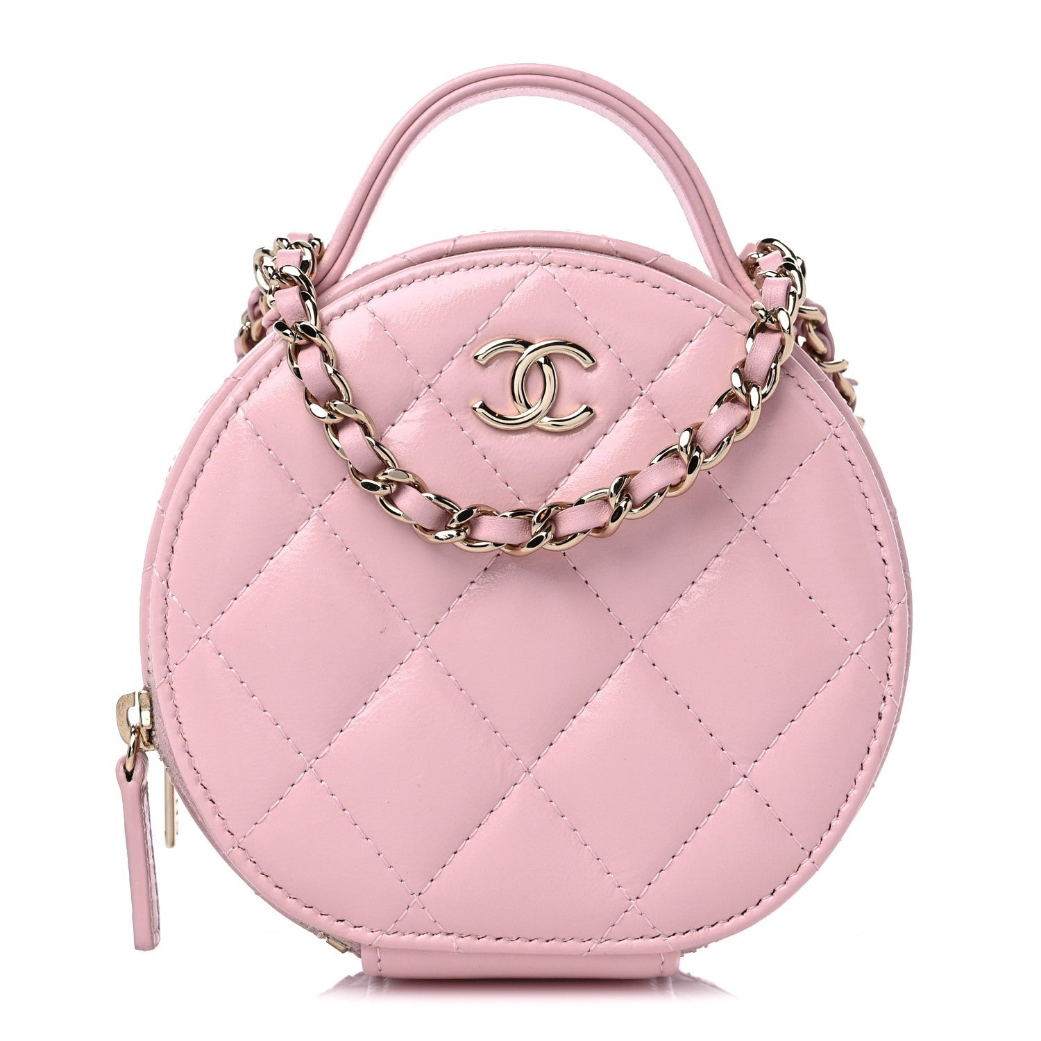 Chanel Lambskin Quilted Round Handle With Care Vanity With Chain Pink 1 of 10