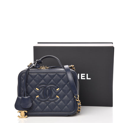 Chanel Caviar Quilted Medium CC Filigree Vanity Case Navy 11 of 11