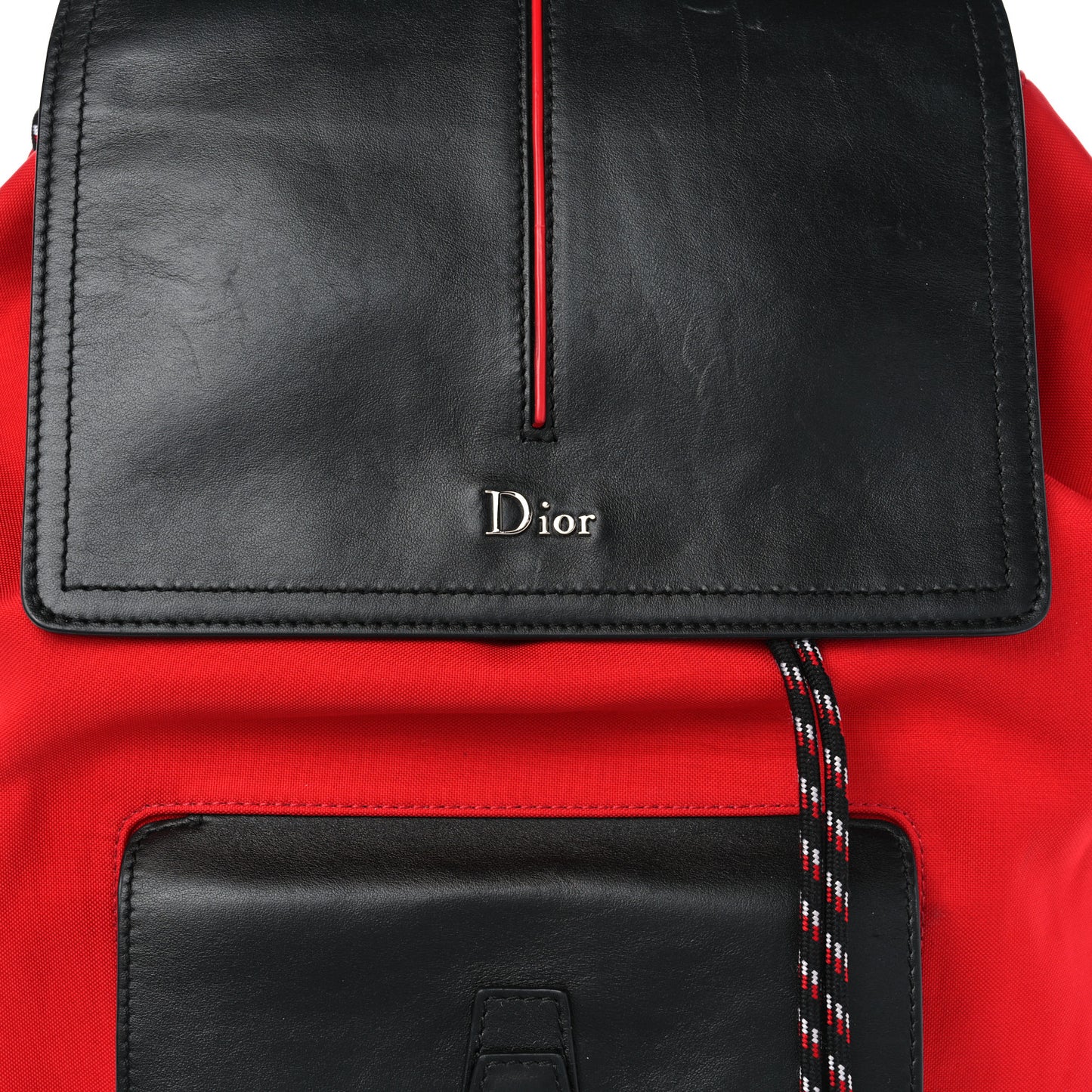Calfskin Nylon Motion Backpack Red Black
