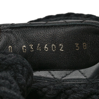Chanel Cord Lambskin Quilted Logo Sandals 38 Black 6 of 8