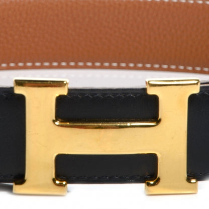 Hermes Box Togo Reversible Polished Constance 32mm H Belt 65 Noir Gold 3 of 5