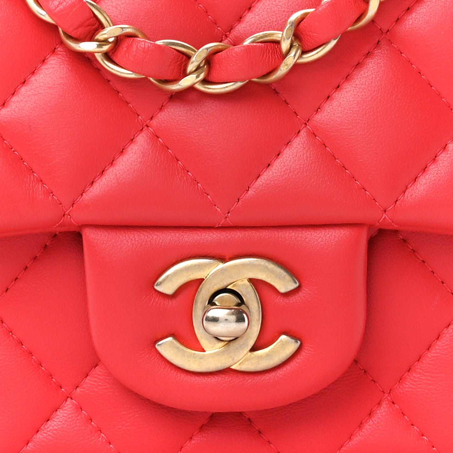 Lambskin Quilted Mini Square Flap Pink