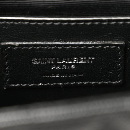 Saint Laurent Grain De Poudre Textured Mixed Matelasse Triquilt Medium Monogram Satchel Black 6 of 10