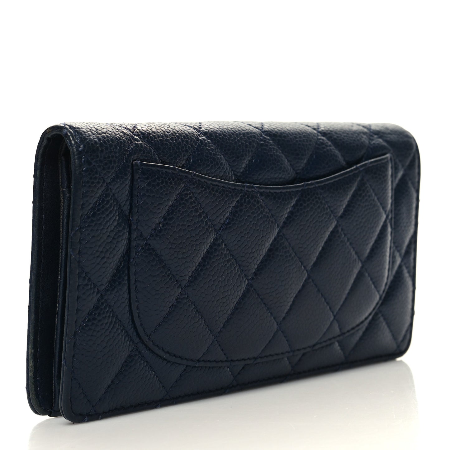 Caviar Quilted Yen Wallet Dark Blue