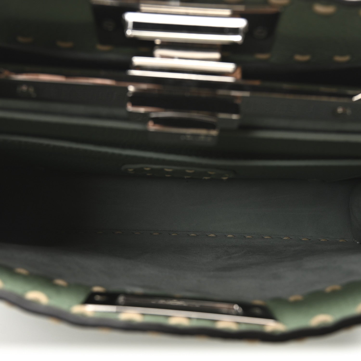 Fendi Cuoio Romano Snakeskin Selleria Medium Peekaboo I SEE U Satchel Mint Stone 5 of 9
