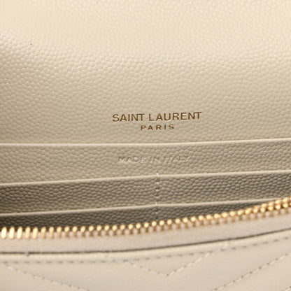 Saint Laurent Grain De Poudre Matelasse Chevron Monogram Envelope Chain Crema Soft 6 of 9