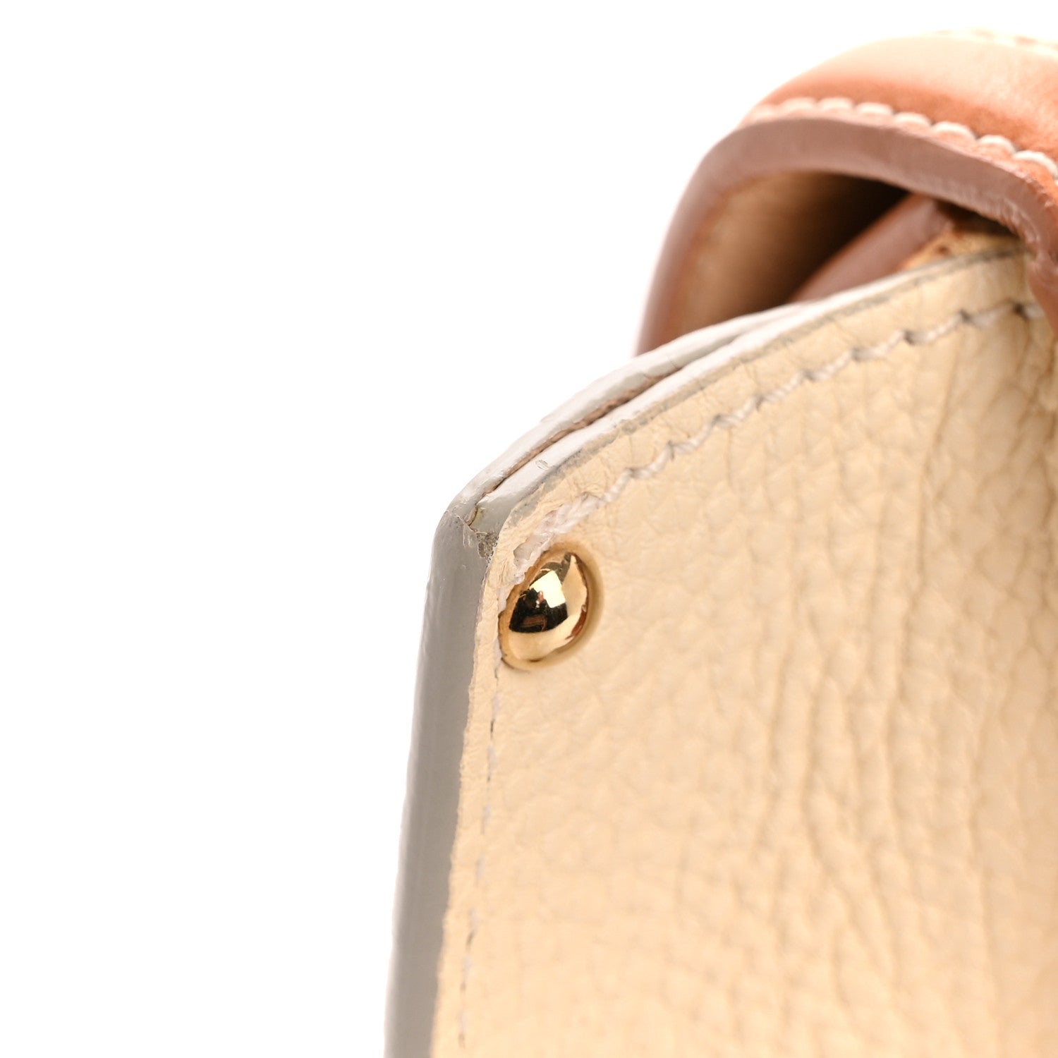 Salvatore Ferragamo Grained Calfskin Small Sofia Satchel White Brown 14 of 15