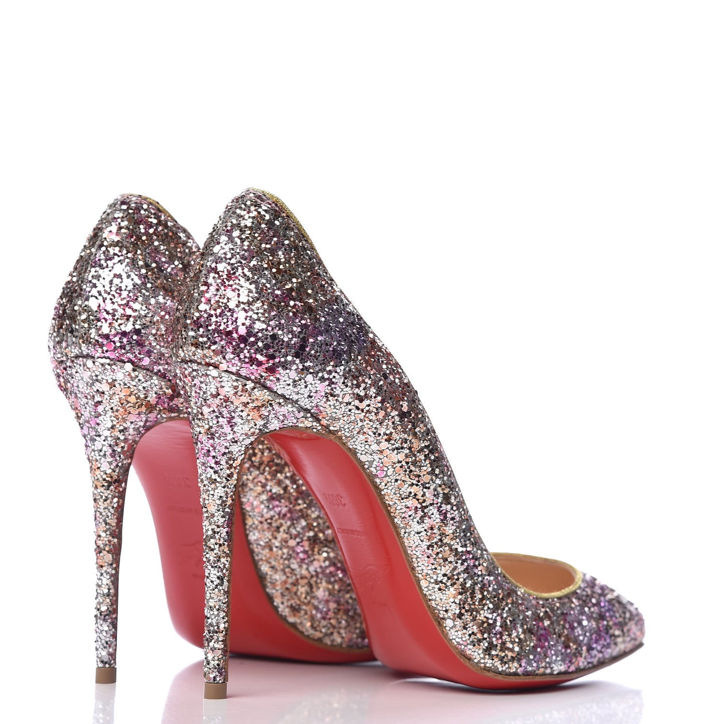 Glitter Aqua Ruban Met Pigalle Follies 100 Pumps 36.5 Rosette Gold