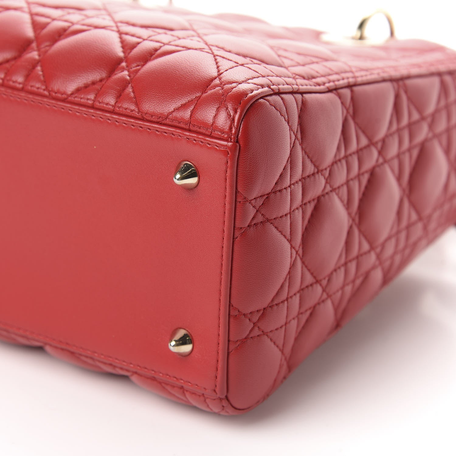 Christian Dior Lambskin Cannage Medium Lady Dior Red 7 of 10
