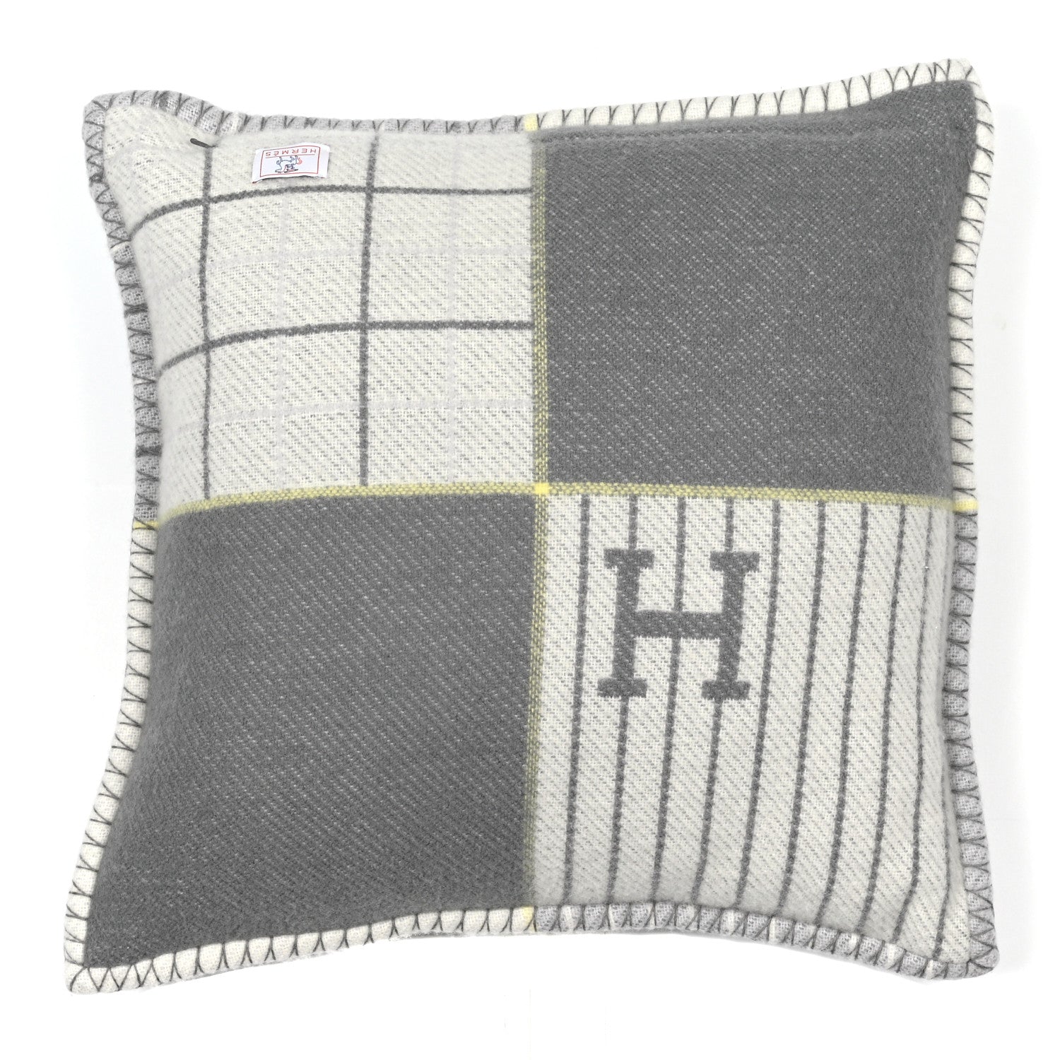 Hermes Wool Cashmere Avalon Cabriole Pillow Gris Perle 2 of 4