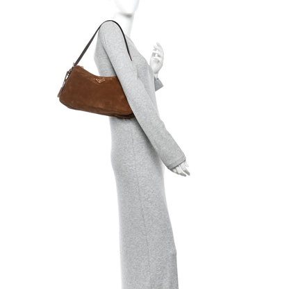 Prada Scamosciato Suede Medium Aimee Shoulder Bag Cacao 2 of 10