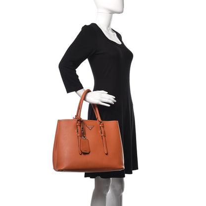 Prada Saffiano Cuir Medium Double Handle Tote Papaya 3 of 11