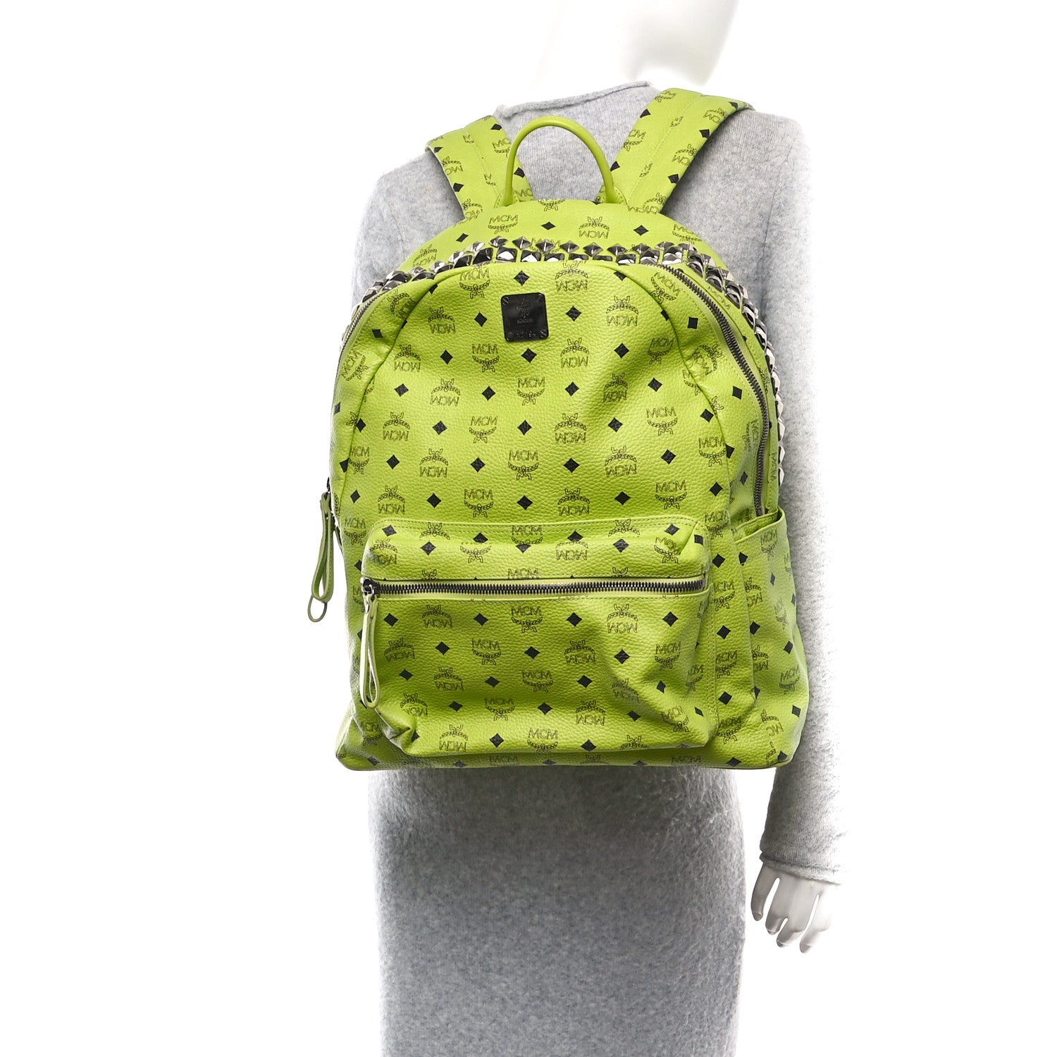 MCM Visetos Crown Stud Large Stark Backpack Green 2 of 9