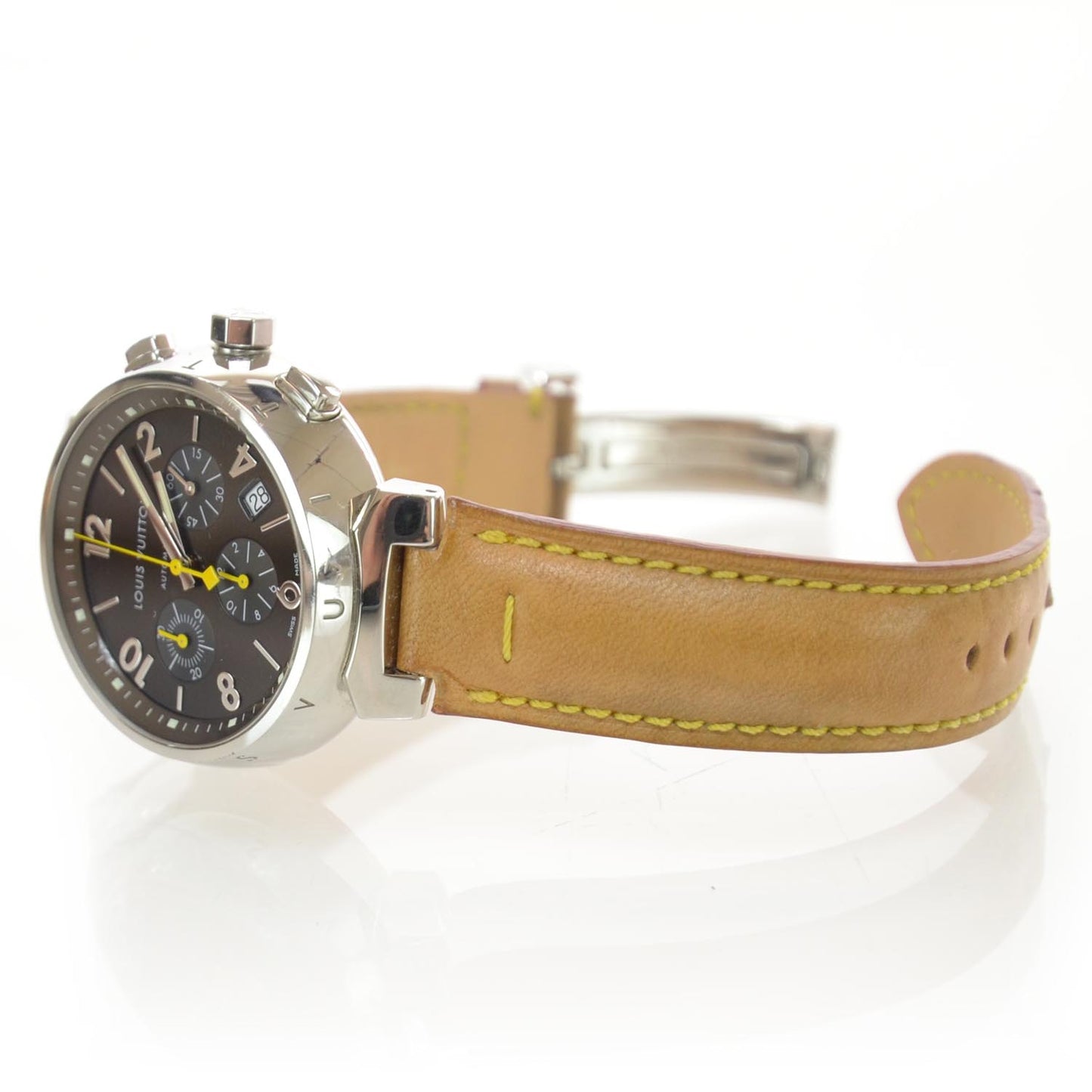 Stainless Steel Vachetta 41mm Tambour Chronograph Automatic Watch Brown